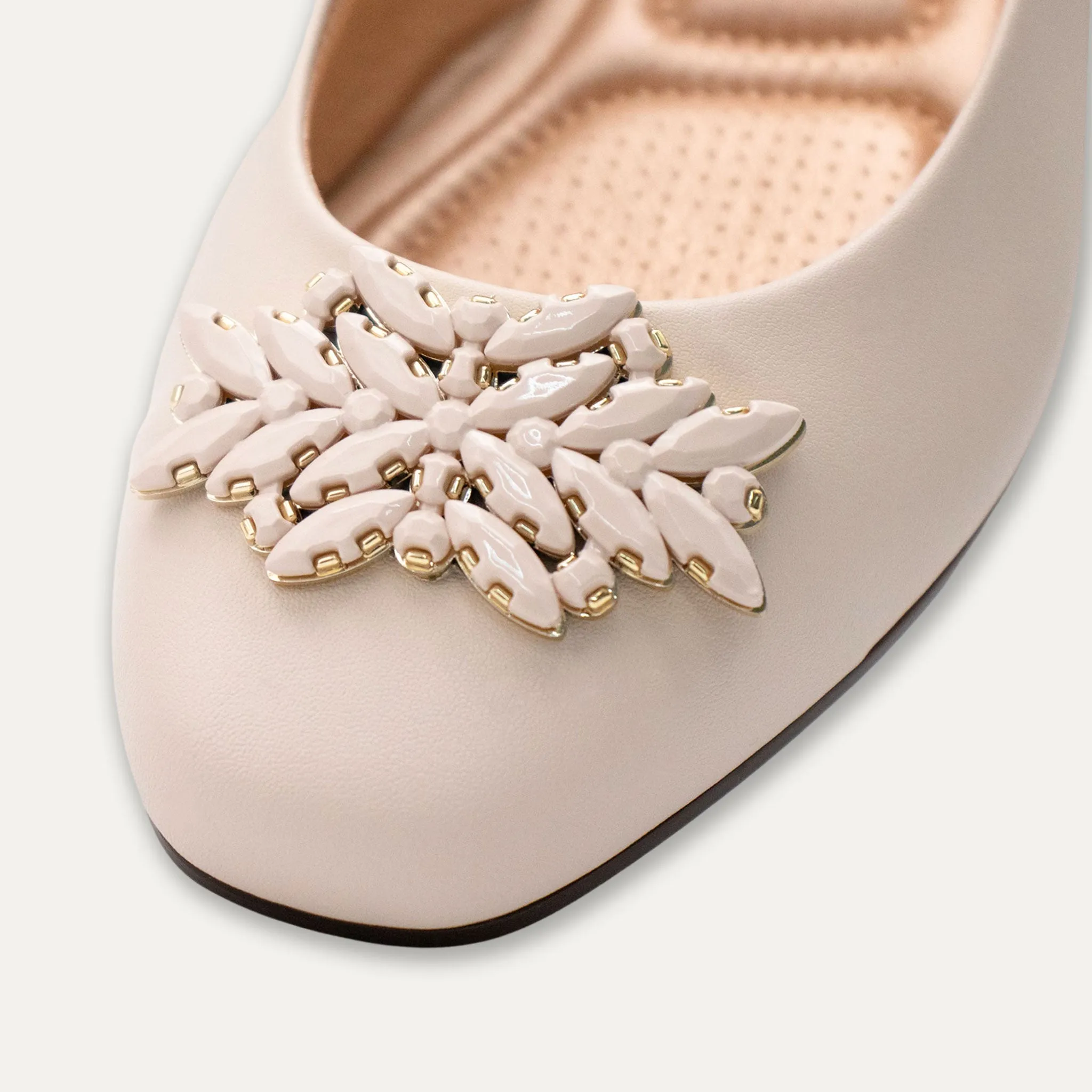 Reina Off White Ballet Flats
