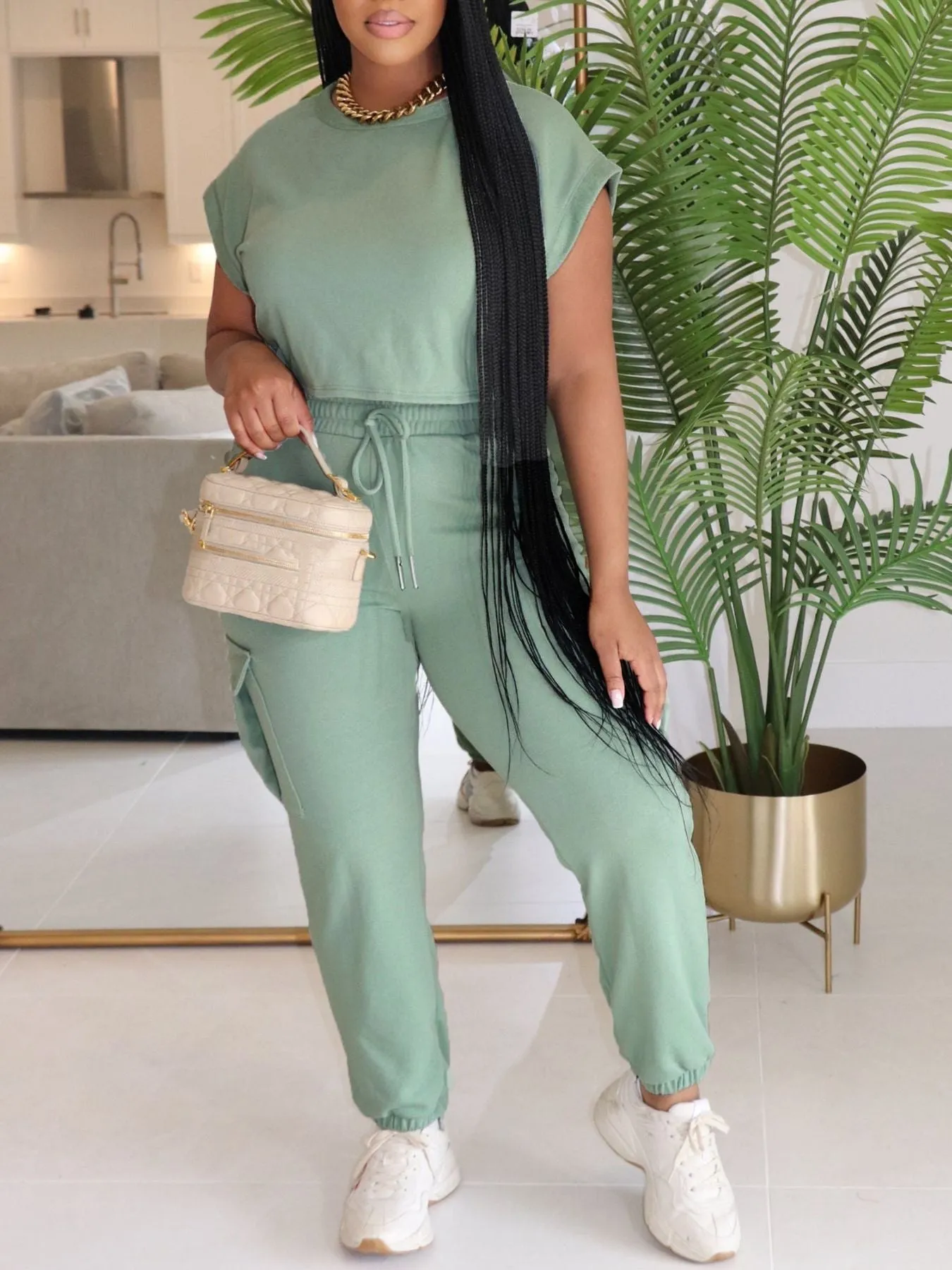 Relaxed Everyday Comfort Solid Two-Piece Pants Set