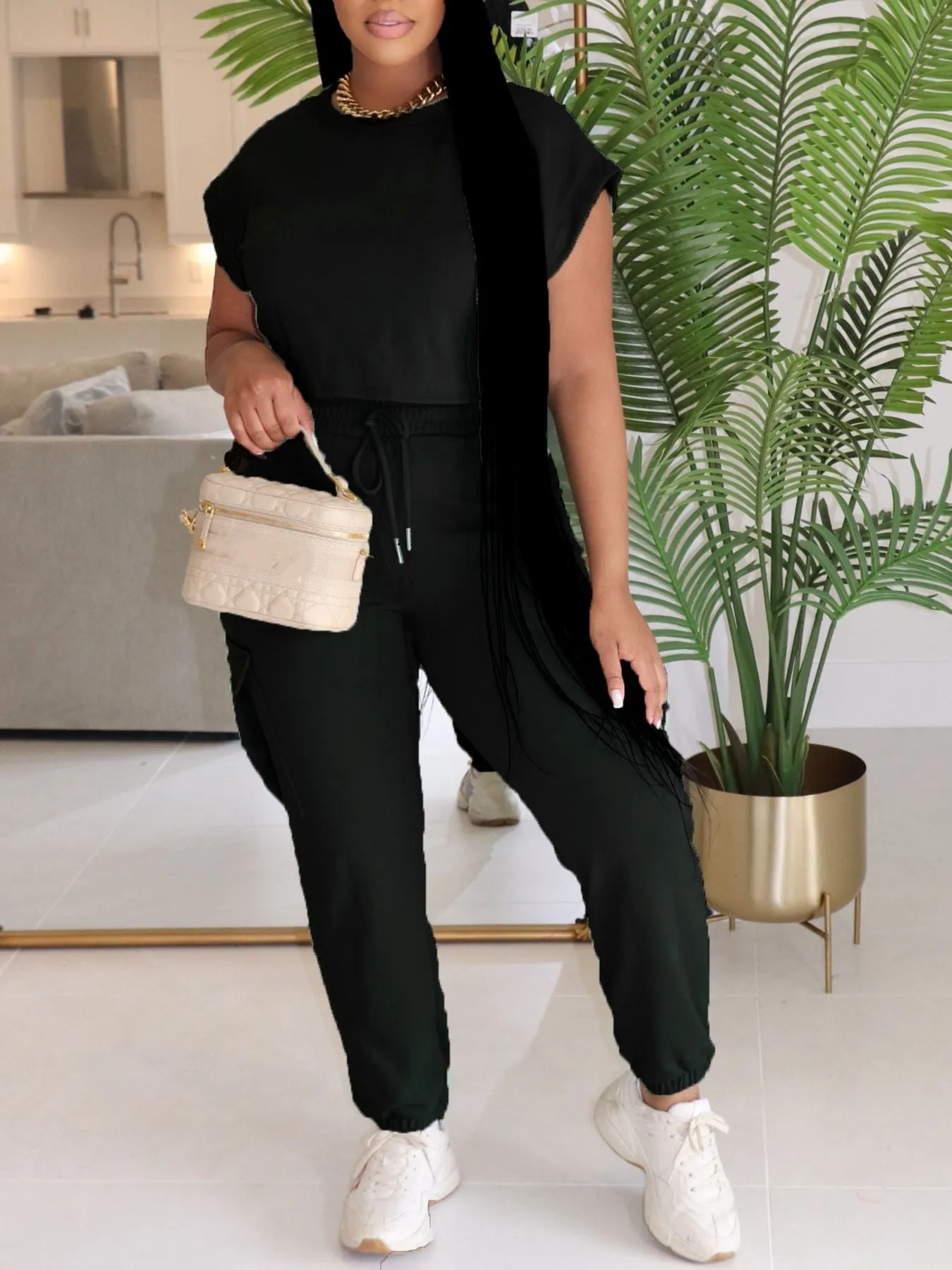 Relaxed Everyday Comfort Solid Two-Piece Pants Set