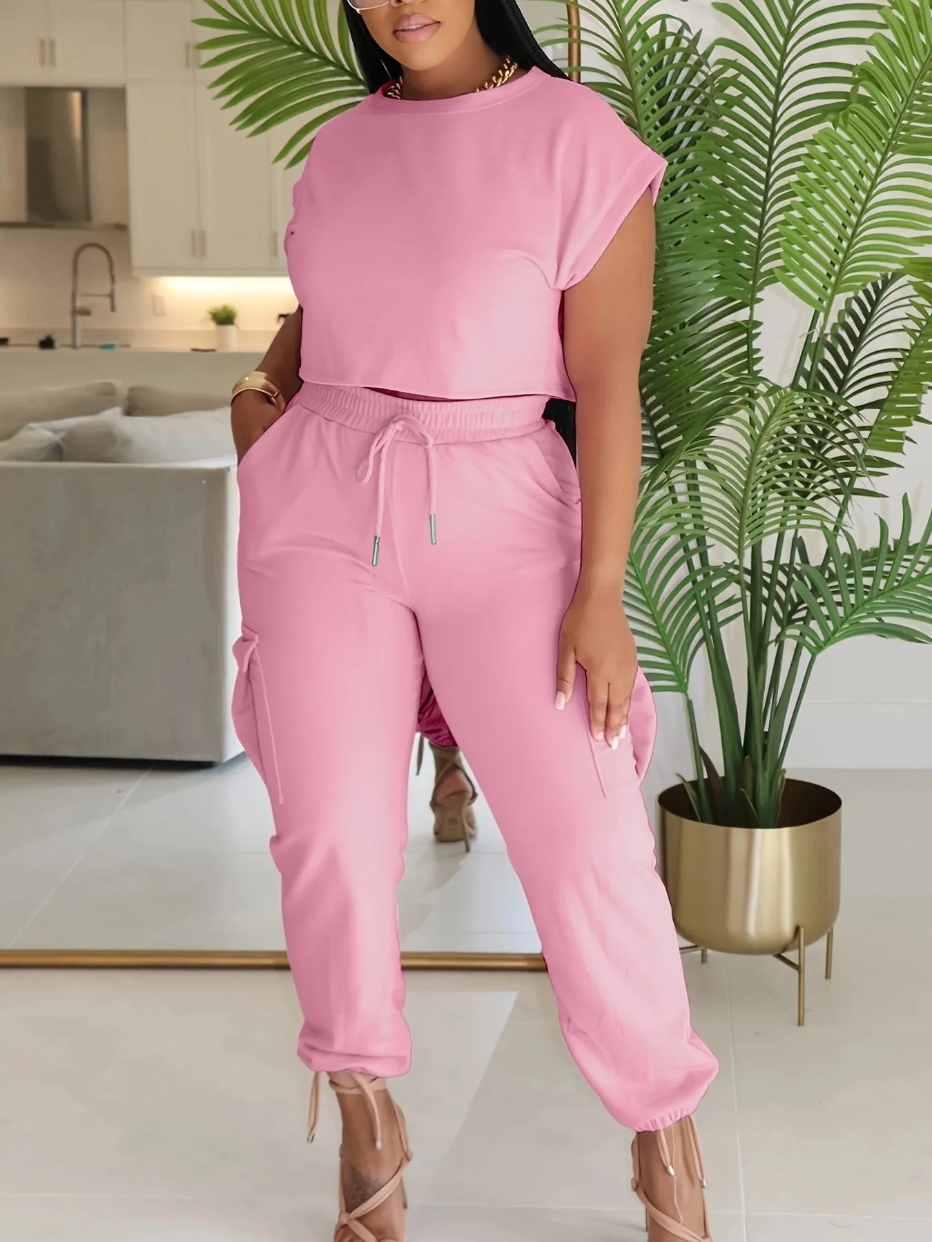 Relaxed Everyday Comfort Solid Two-Piece Pants Set