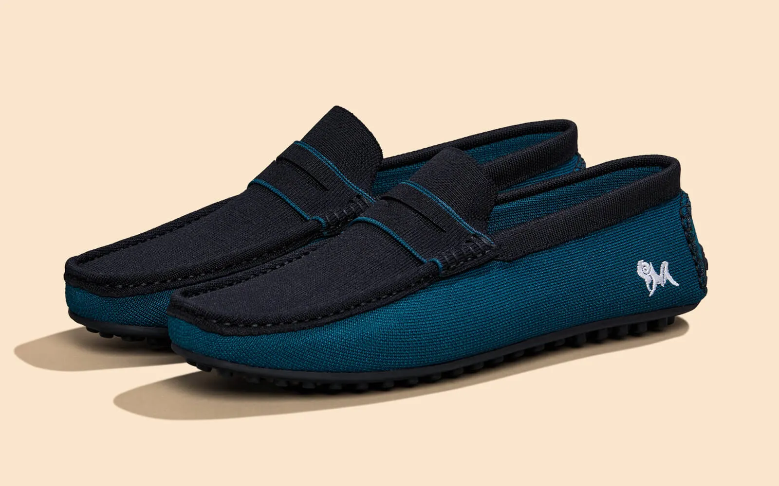 ReLive Knit Color Block Loafers : Teal/Black