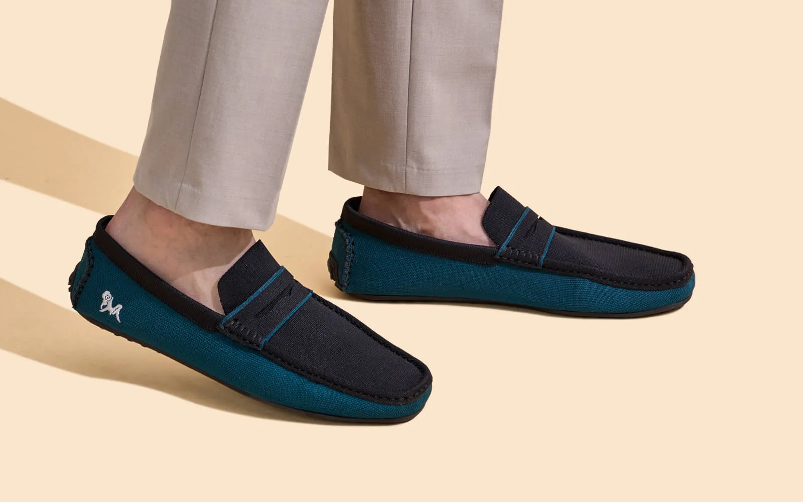 ReLive Knit Color Block Loafers : Teal/Black