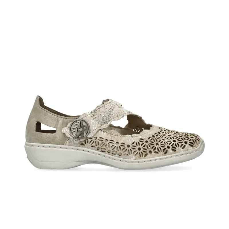 Rieker Women's Doris 413G4-90 - Beige Metallic/Pearl