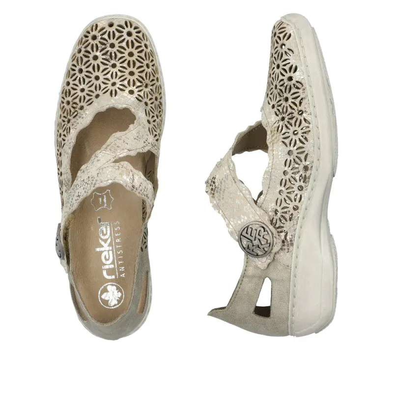 Rieker Women's Doris 413G4-90 - Beige Metallic/Pearl