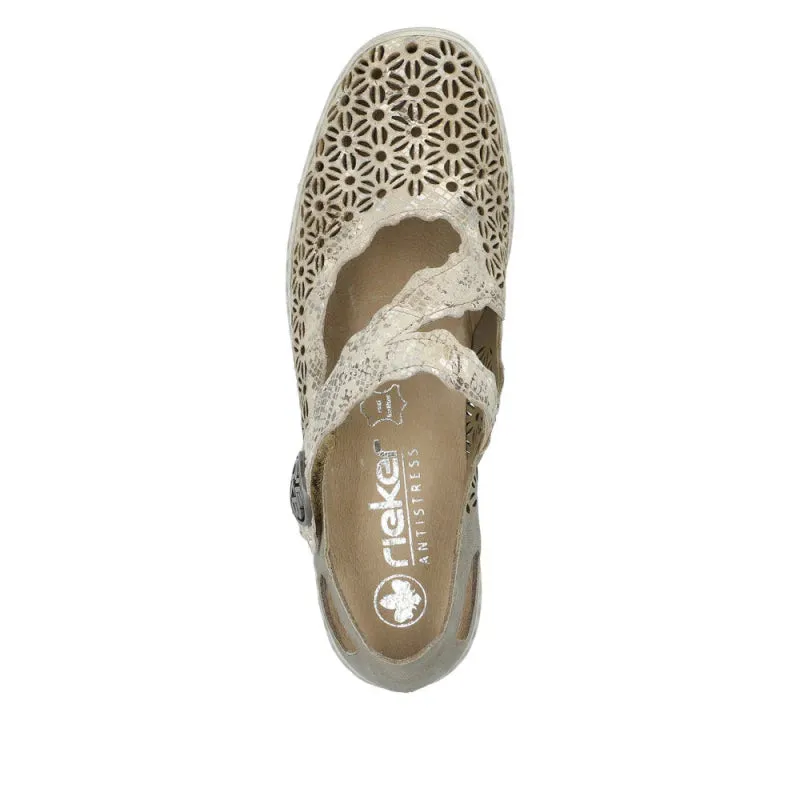 Rieker Women's Doris 413G4-90 - Beige Metallic/Pearl