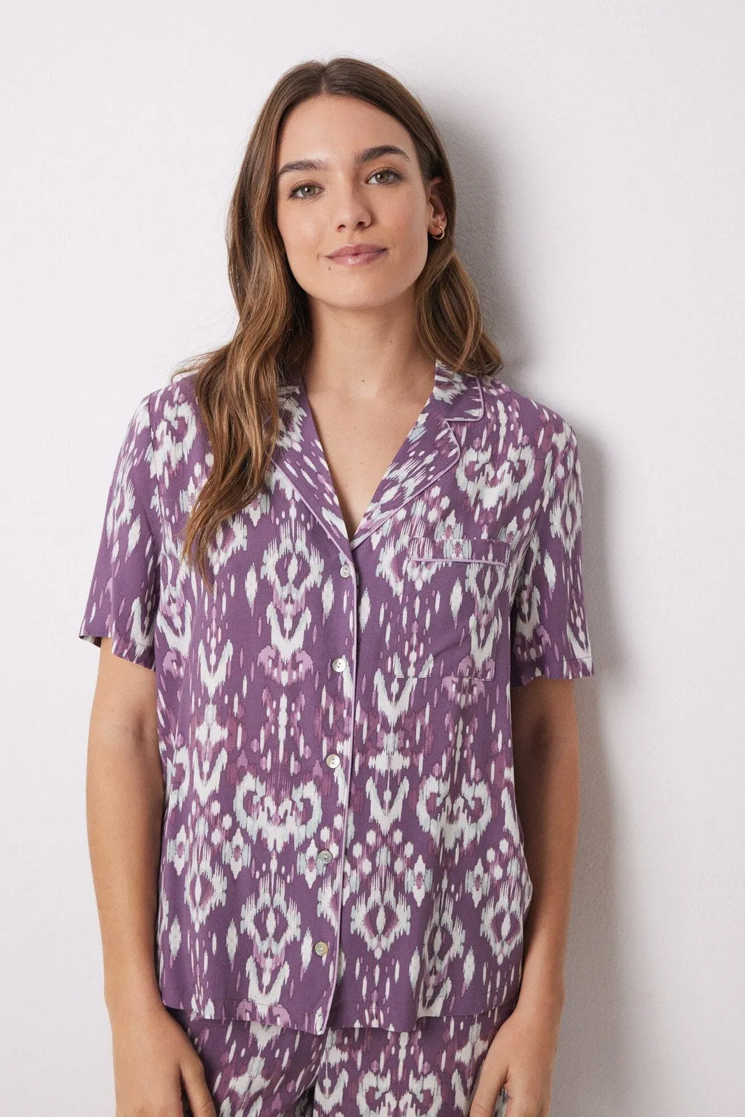 Short Sleeves Masculine Pyjama Set - Purple