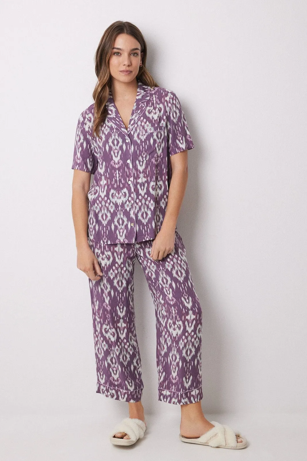 Short Sleeves Masculine Pyjama Set - Purple