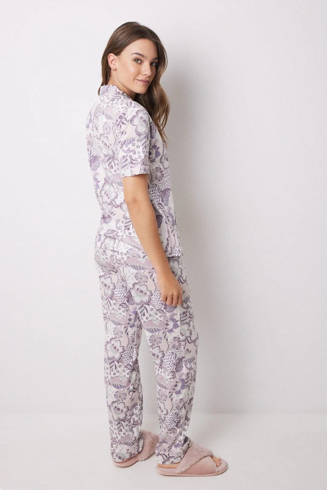 Short Sleeves Masculine Pyjama Set - Purple