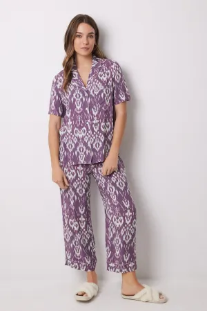 Short Sleeves Masculine Pyjama Set - Purple