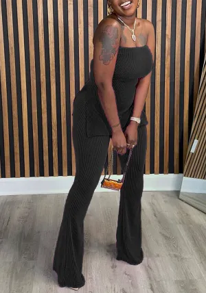 Sleek Strapless Two-Piece Pants Set with Modern Minimalist Appeal