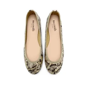 Snake print leather ballet flats