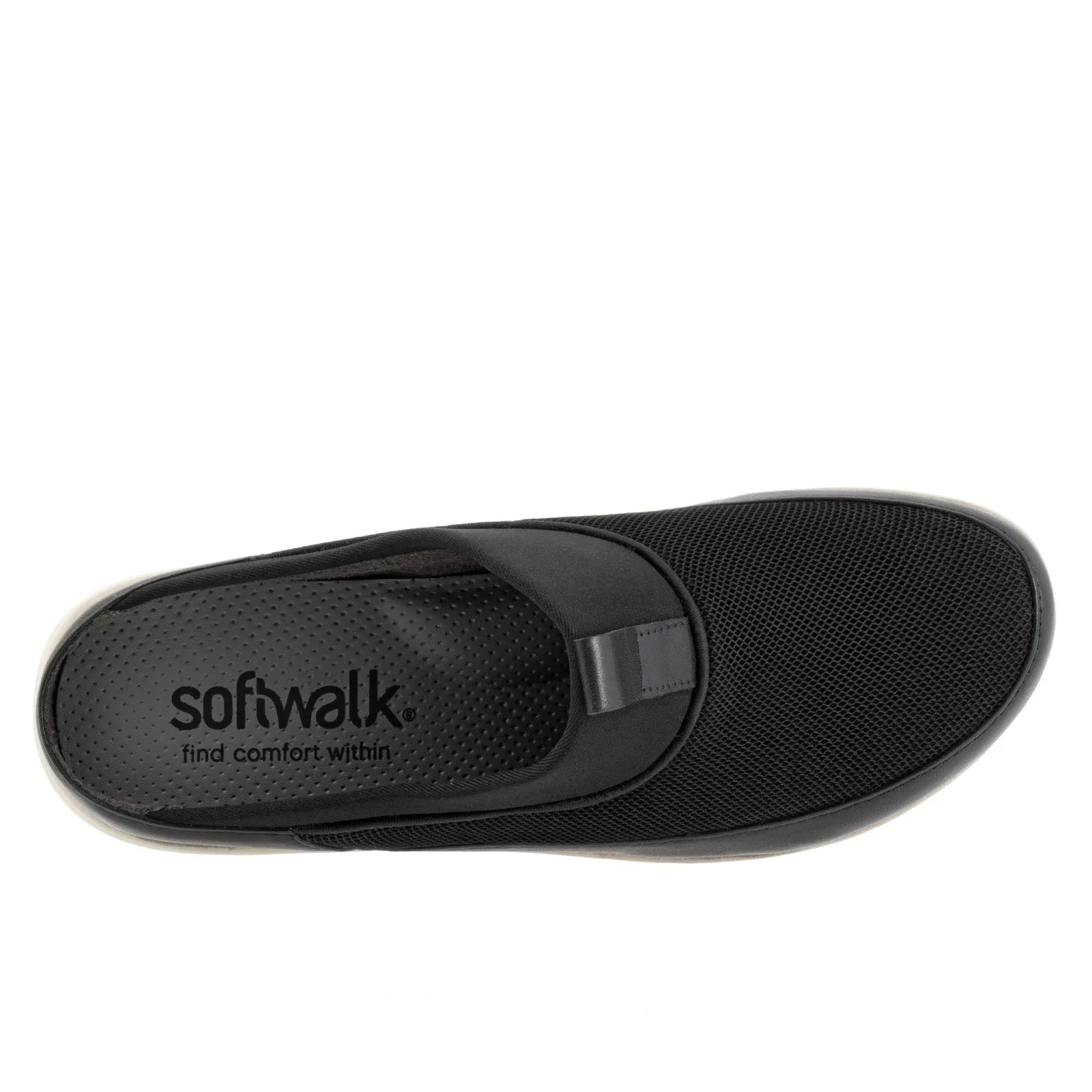 Softwalk Aberdeen Sport S2300-001 Womens Black Wide Leather Clog Flats Shoes