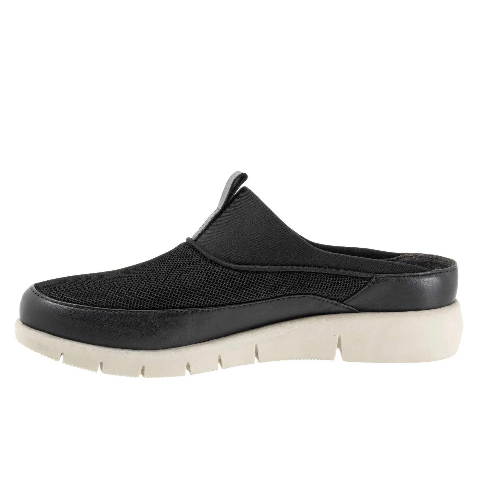 Softwalk Aberdeen Sport S2300-001 Womens Black Wide Leather Clog Flats Shoes