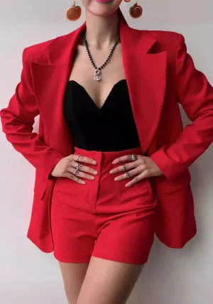 Sophisticated Long Sleeve Blazer and Shorts Two-Piece Set for Modern Chic
