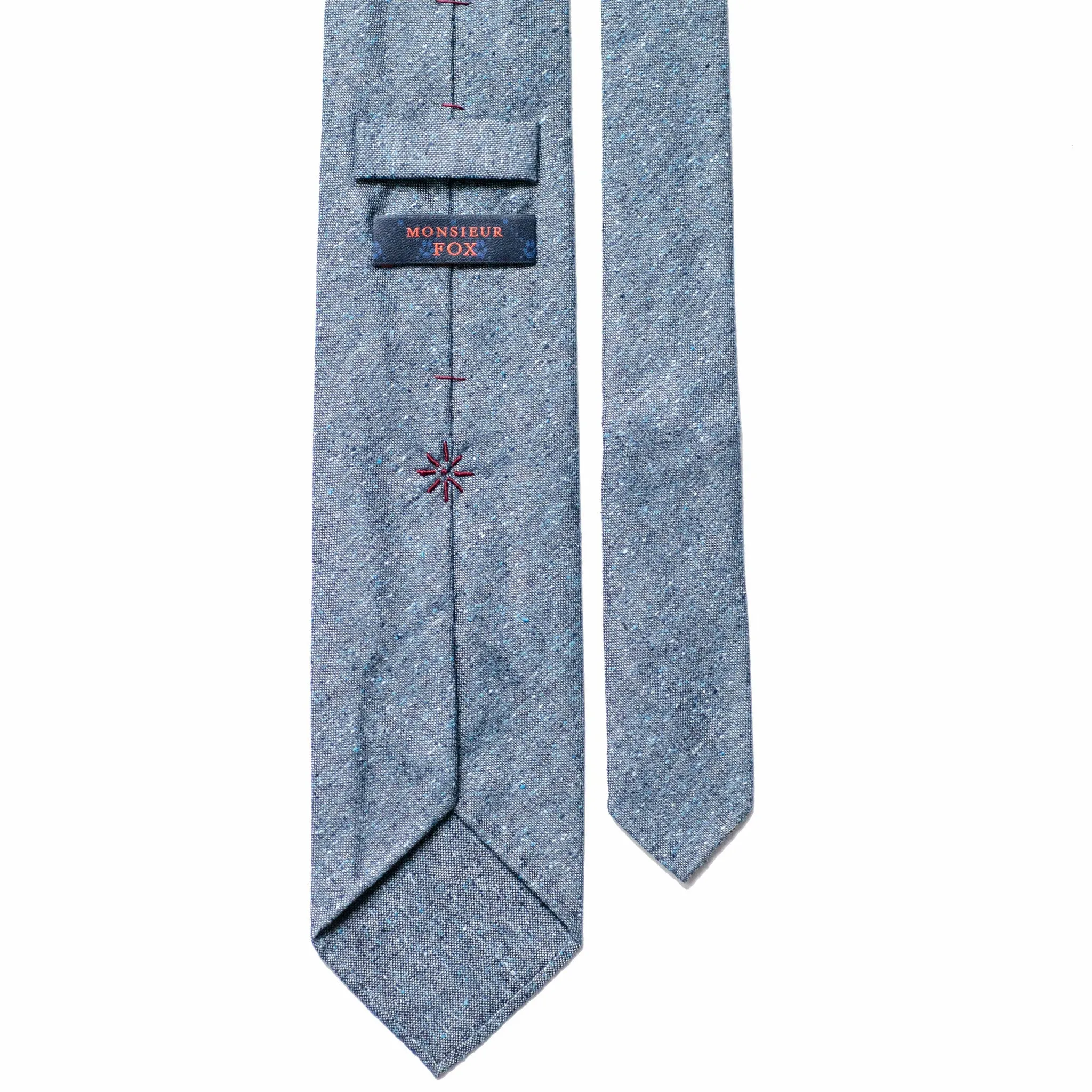 Speckled Dark Blue Silk and Cotton Tie