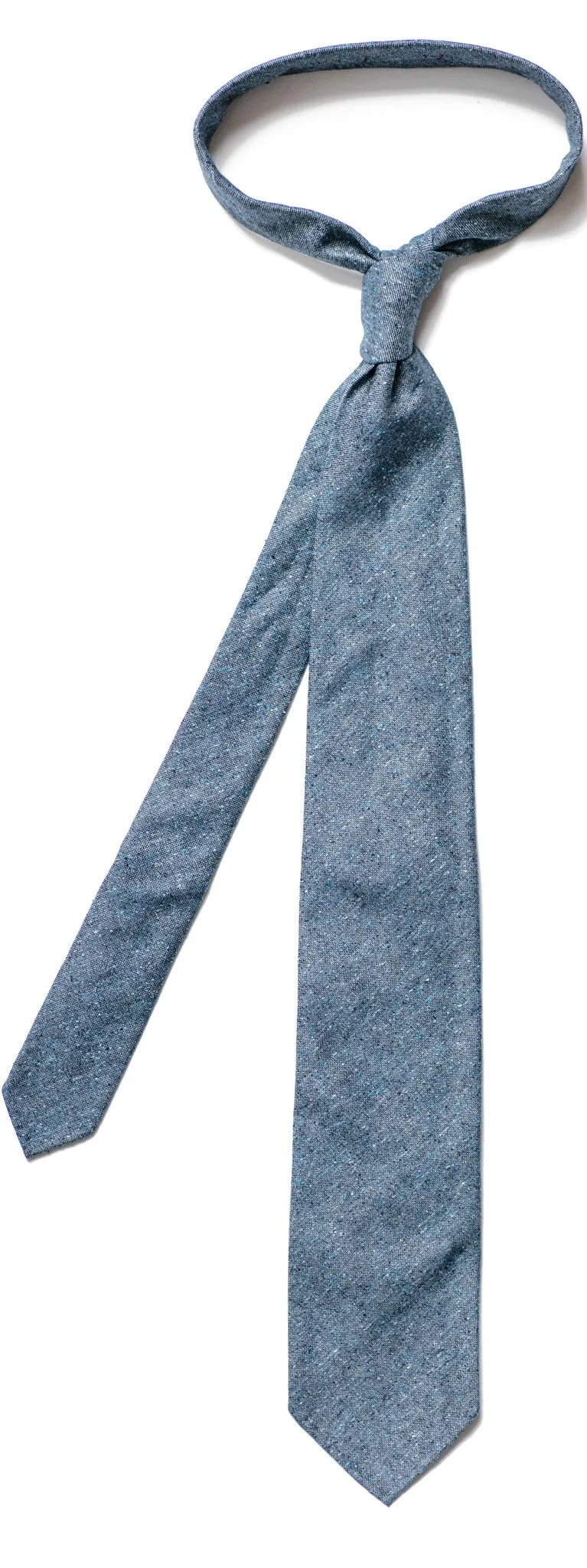 Speckled Dark Blue Silk and Cotton Tie