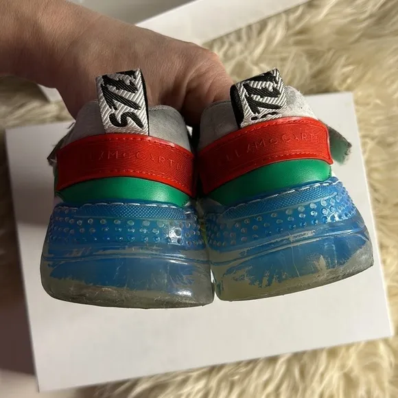 STELLA MCCARTNEY White Logo Velcro Trainers kids size 30 6 years used