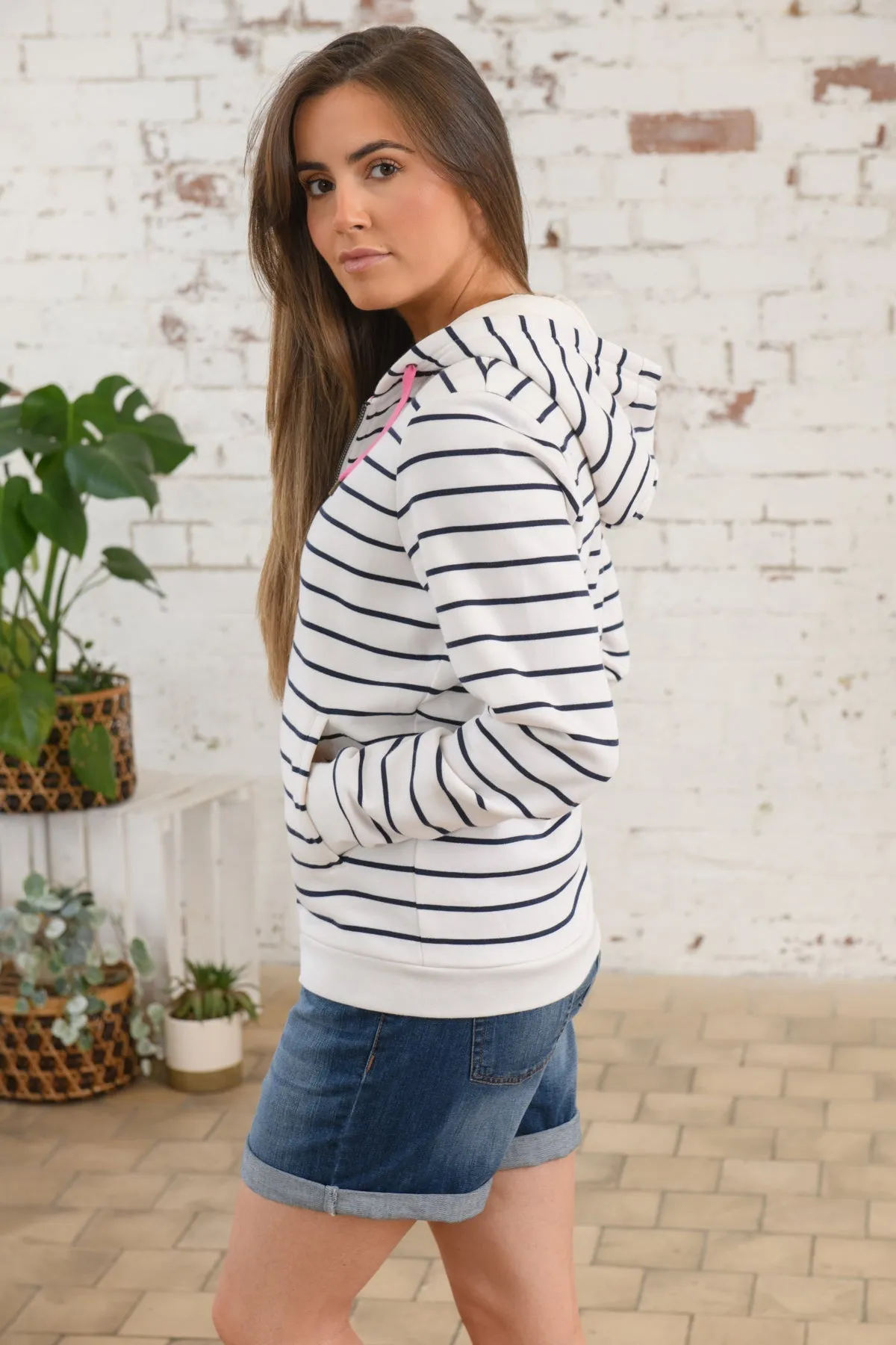 Strand Hooded Top - Navy Stripe
