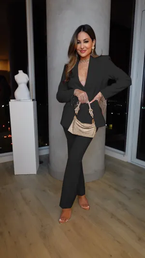 Striking Red Blazer and Pants Two-Piece Power Suit