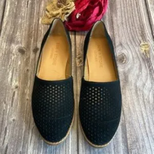 SUN   STONE Roree Black Suede Perforated Flats 6.5M