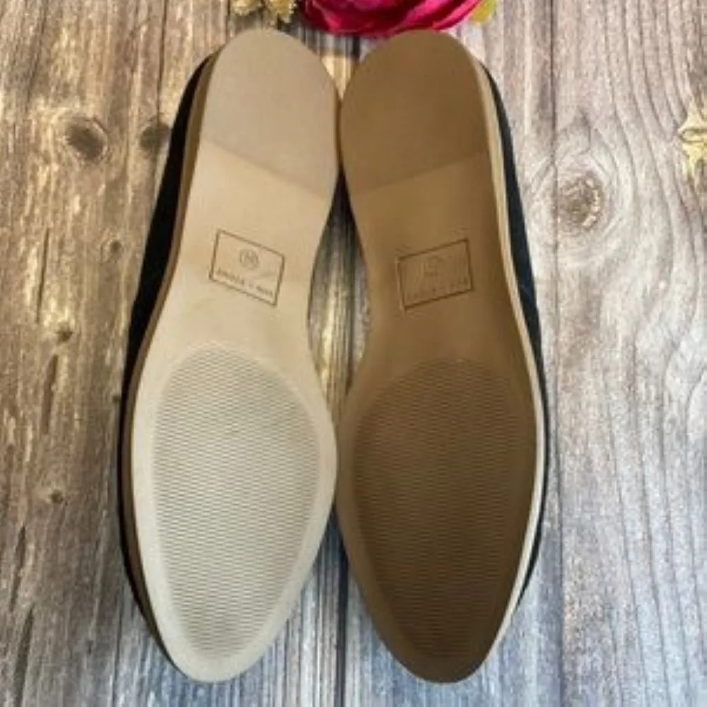 SUN   STONE Roree Black Suede Perforated Flats 6.5M