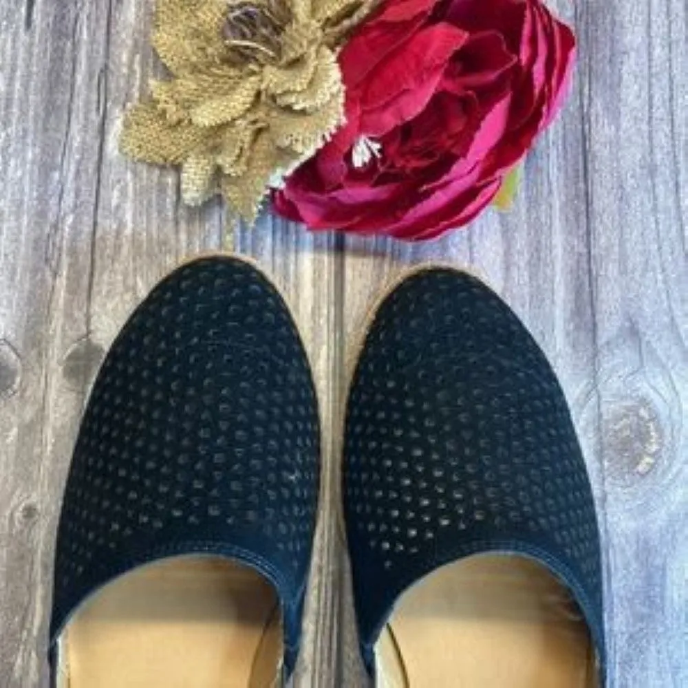 SUN   STONE Roree Black Suede Perforated Flats 6.5M