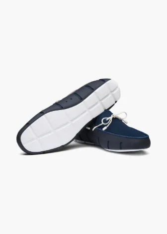 SWIMS Braided Lace Loafer - White/Navy