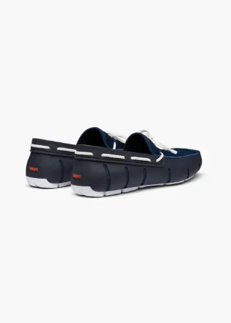 SWIMS Braided Lace Loafer - White/Navy