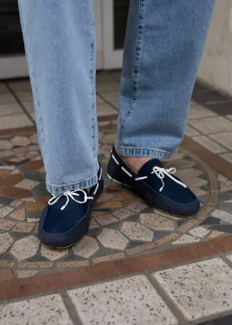 SWIMS Braided Lace Loafer - White/Navy