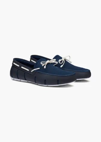 SWIMS Braided Lace Loafer - White/Navy
