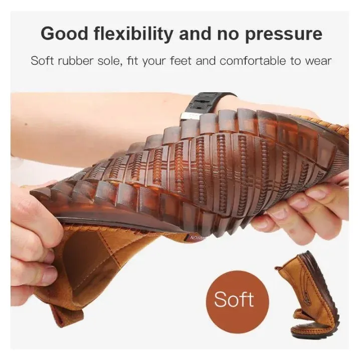 Tan Brown Men's soft sole stitched breathable casual Loafer shoes
