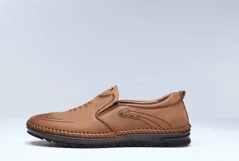 Tan Brown Men's soft sole stitched breathable casual Loafer shoes