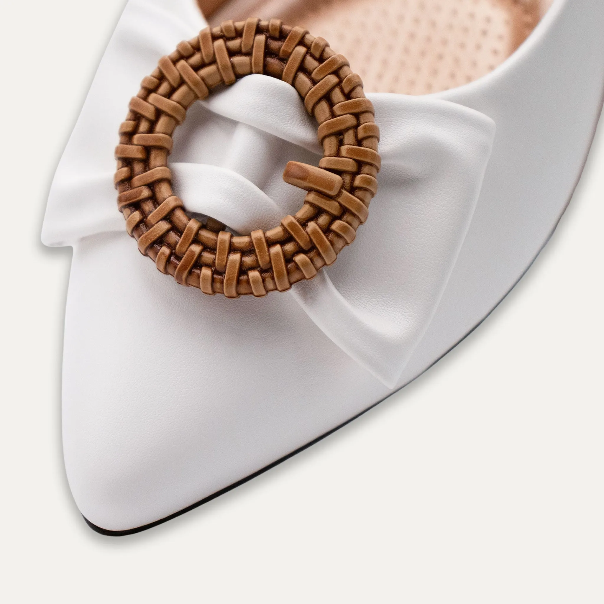 Tatiana White Pointed Toe Flats