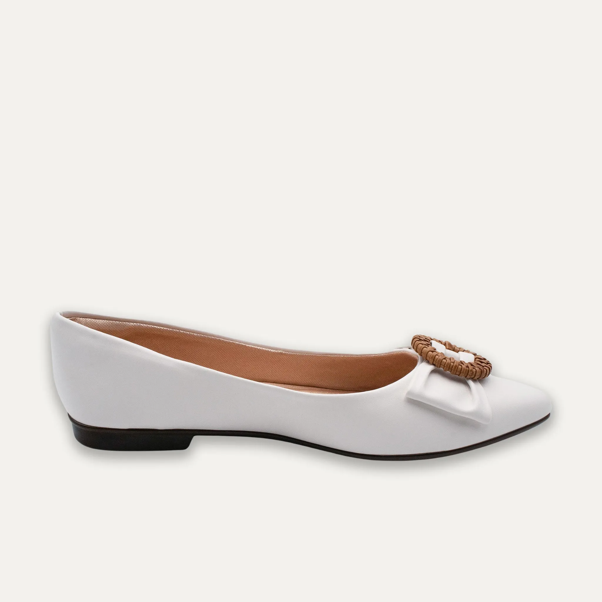 Tatiana White Pointed Toe Flats