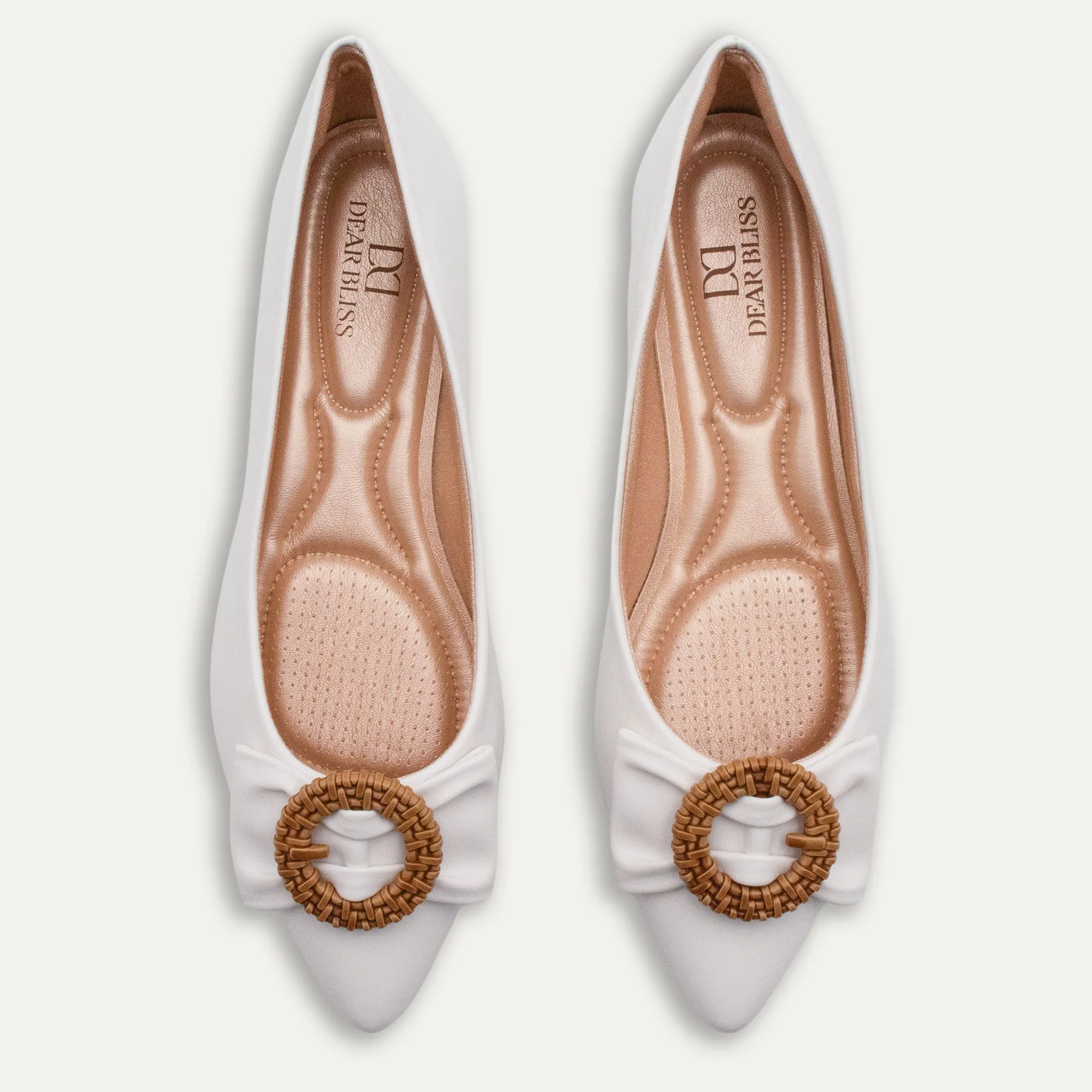 Tatiana White Pointed Toe Flats