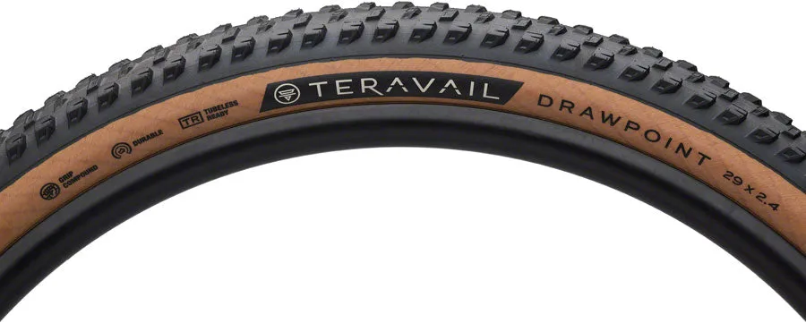 Teravail Drawpoint Tire - 29 x 2.4 Tubeless Folding Tan Light Trail Grip Compound