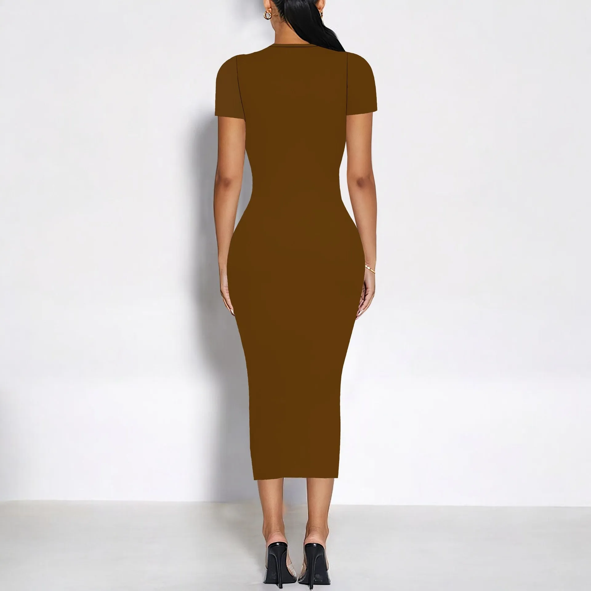 Timeless Elegance Short-Sleeve Bodycon Midi Dress