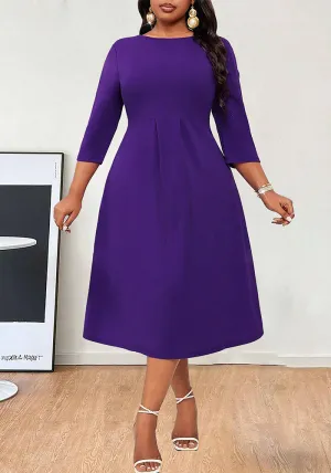 Timeless Elegance Slim Waist Plus Size Round Neck Dress for All Occasions