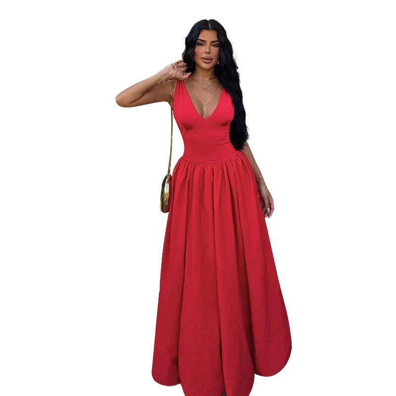 Timeless Elegance V-Neck Sleeveless Maxi Dress