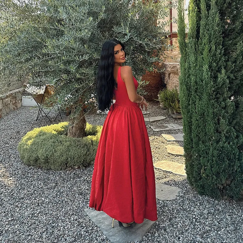 Timeless Elegance V-Neck Sleeveless Maxi Dress