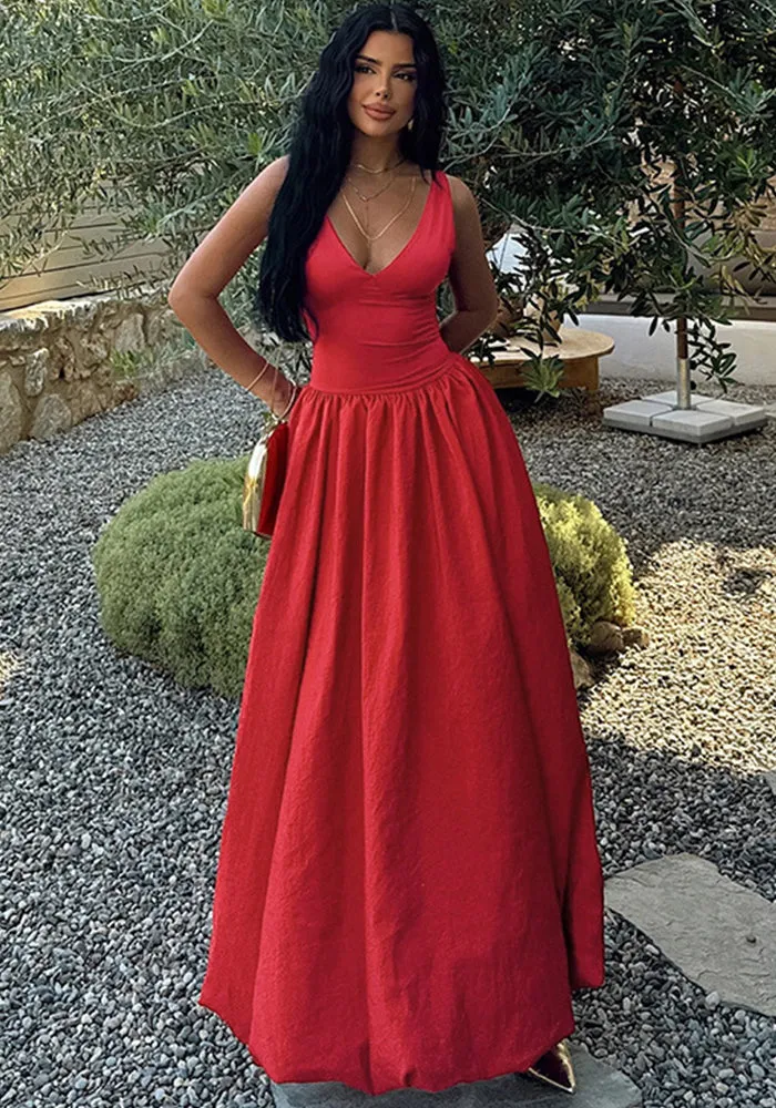 Timeless Elegance V-Neck Sleeveless Maxi Dress