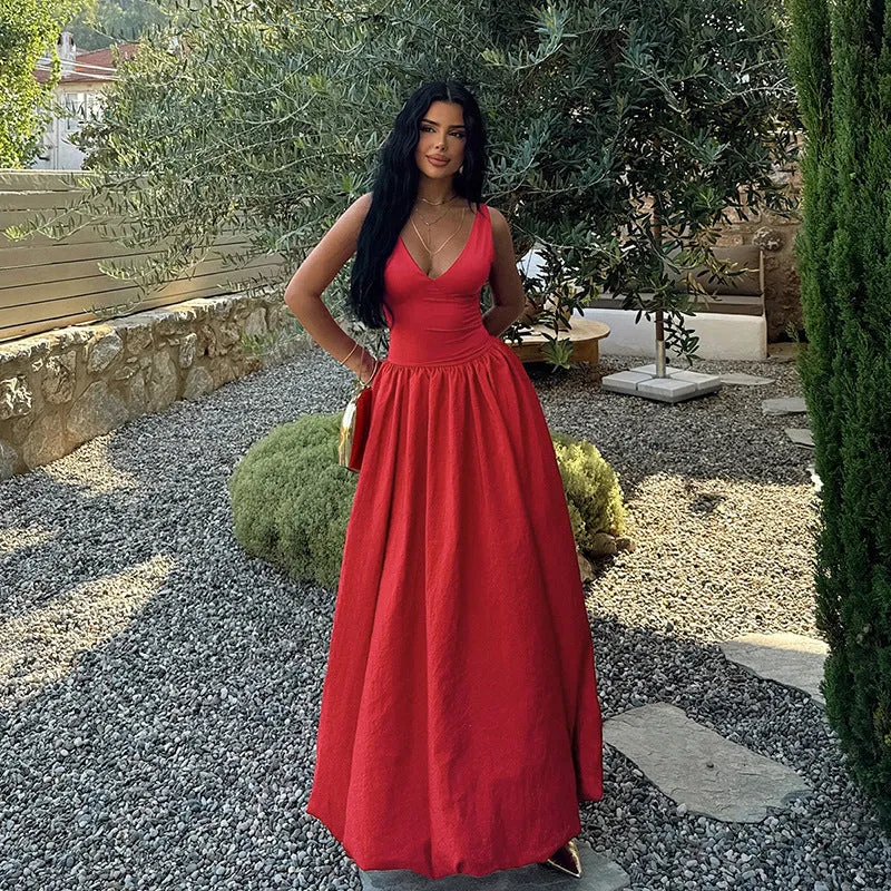 Timeless Elegance V-Neck Sleeveless Maxi Dress