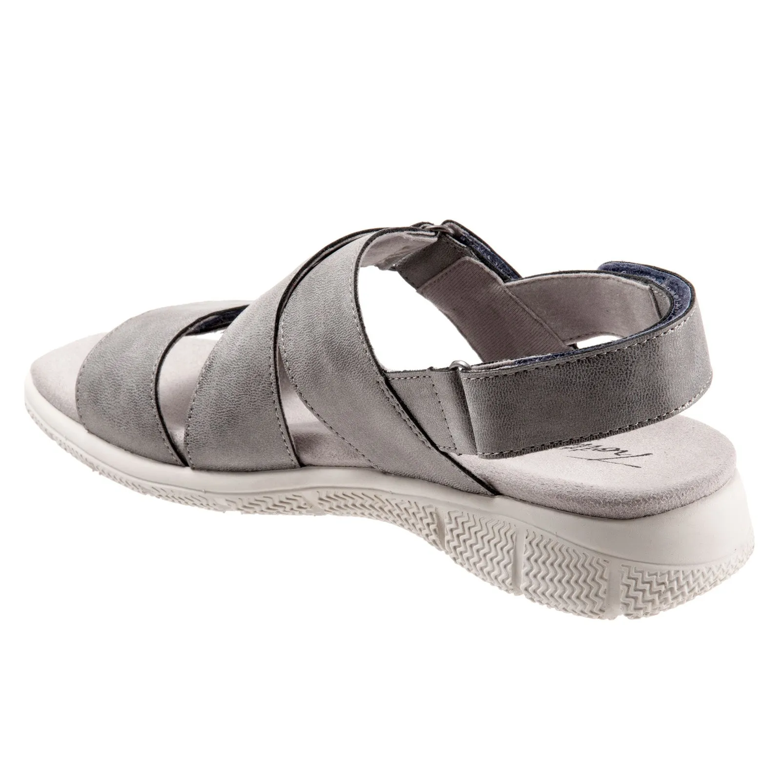 Trotters Tatia T2237-044 Womens Gray Leather Strap Sport Sandals Shoes