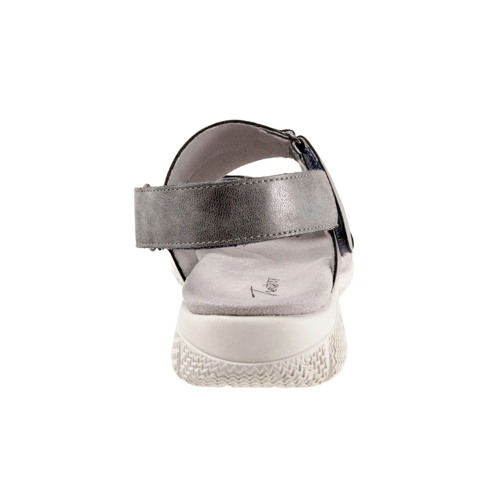 Trotters Tatia T2237-044 Womens Gray Leather Strap Sport Sandals Shoes