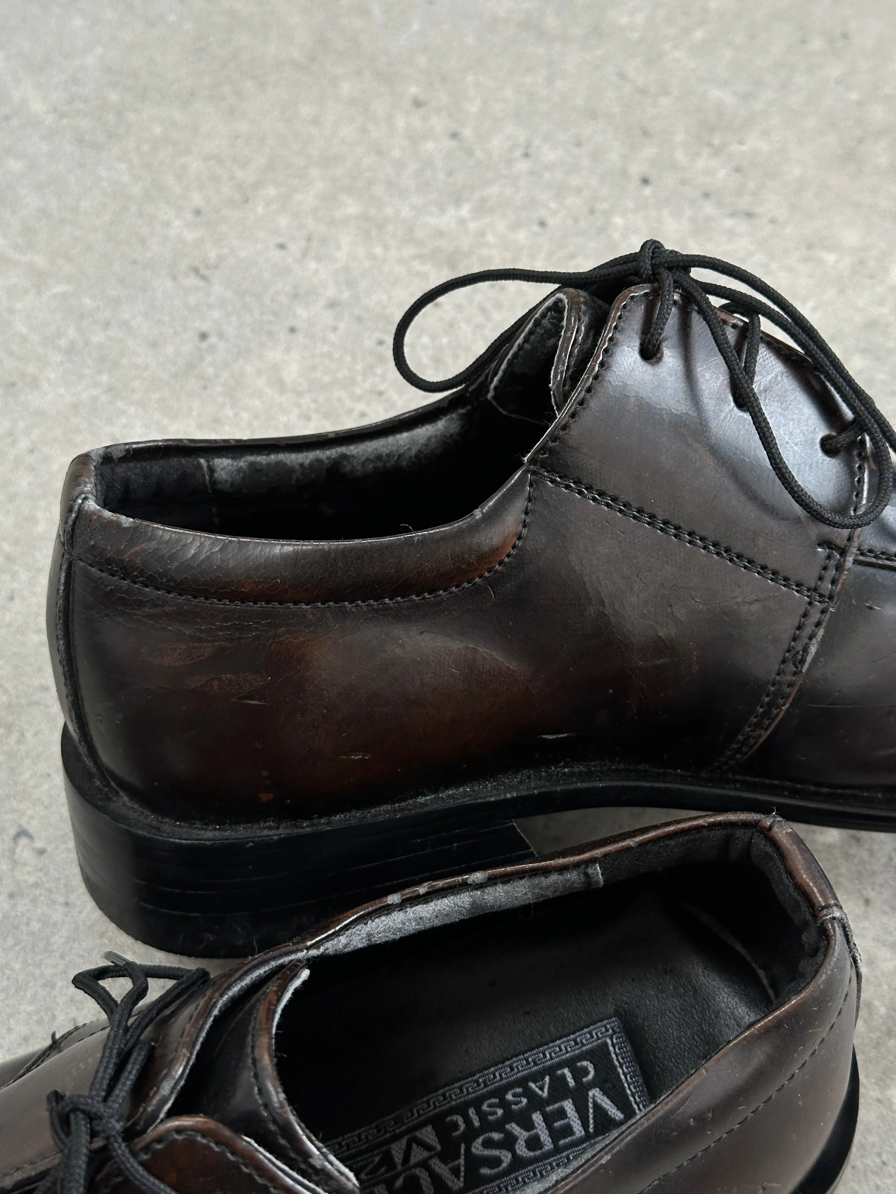 Versace Classic V2 Leather Square Toe Loafers - UK 7