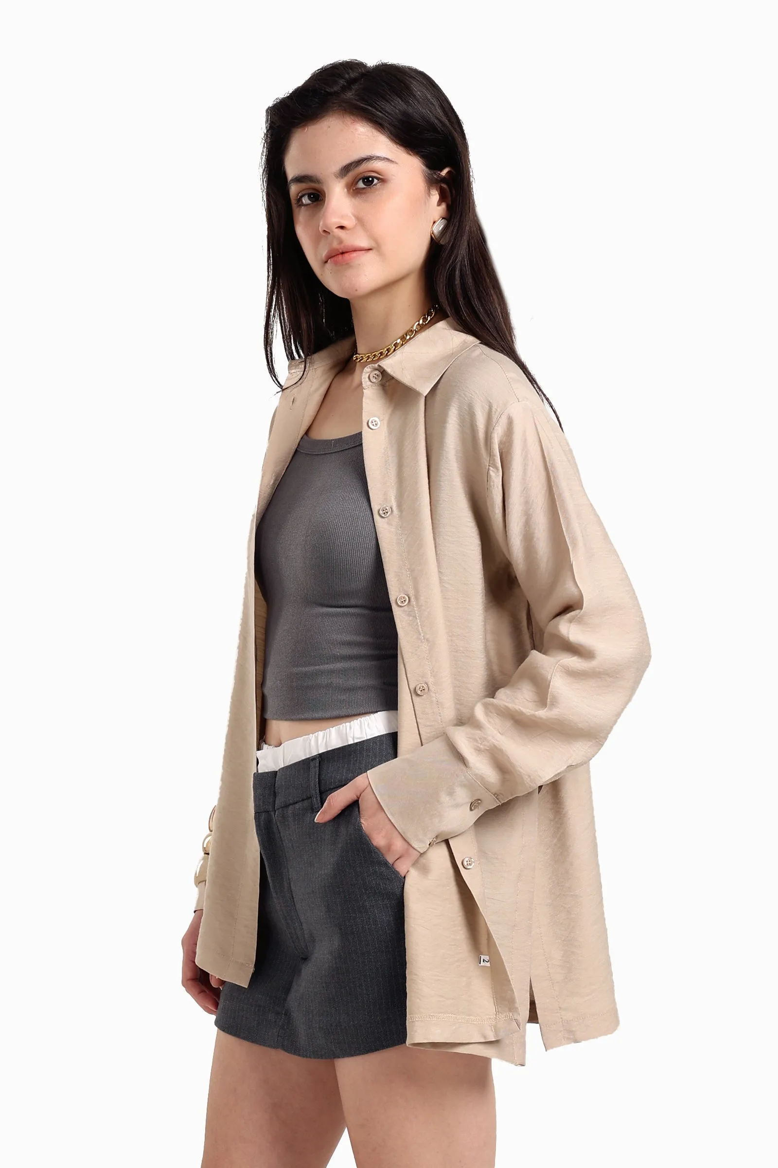Voile Button Closure Shirt