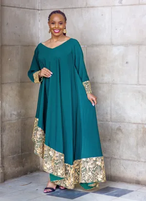 Waondo Arabic Dress Assymetrical- Emerald Green