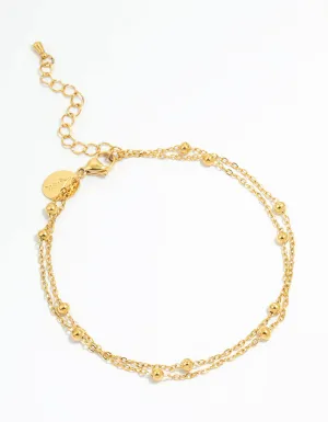 Waterproof Gold Plated Stainless Steel Ball Anklet