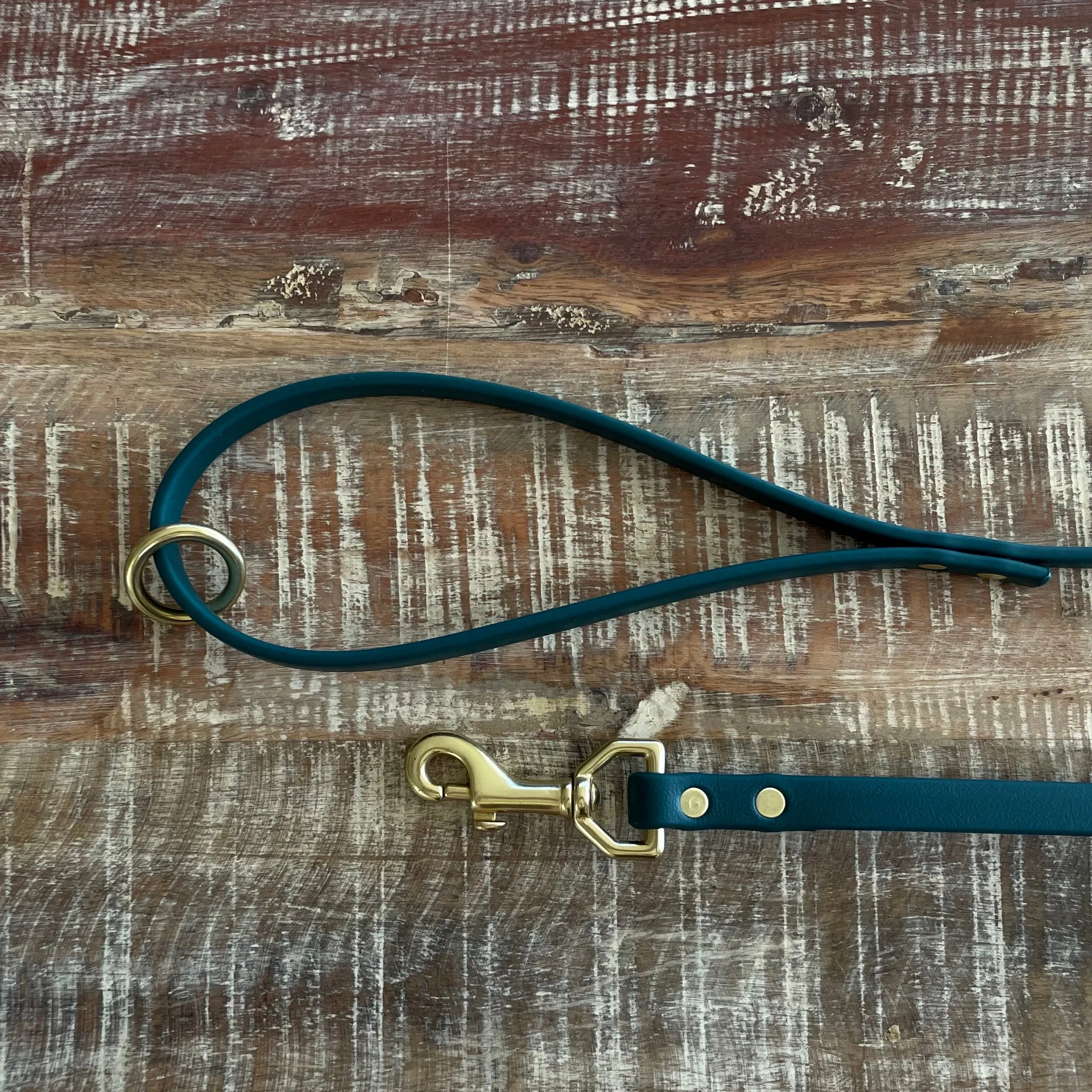 Waterproof Leash : Forest   Brass