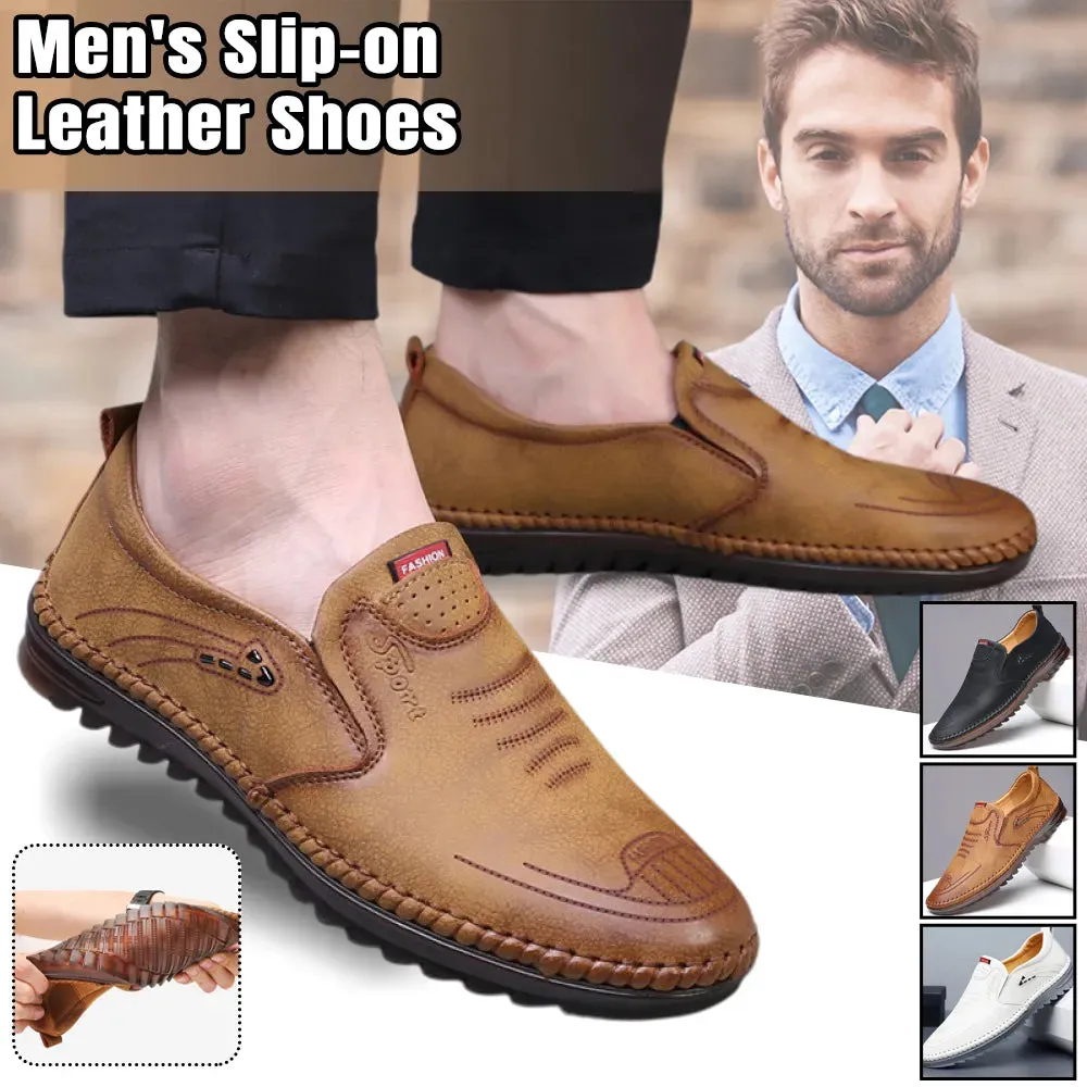 White Men's soft sole Stitched Breathable casual Loafer shoes
